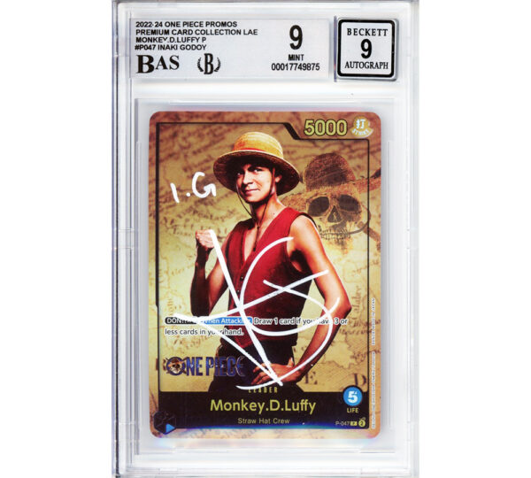 Inaki Godoy Signed One Piece Monkey D. Luffy Promo Premium Collection Live Action P-047 Graded 9 MT/Auto 9 Encapsulated Game Card