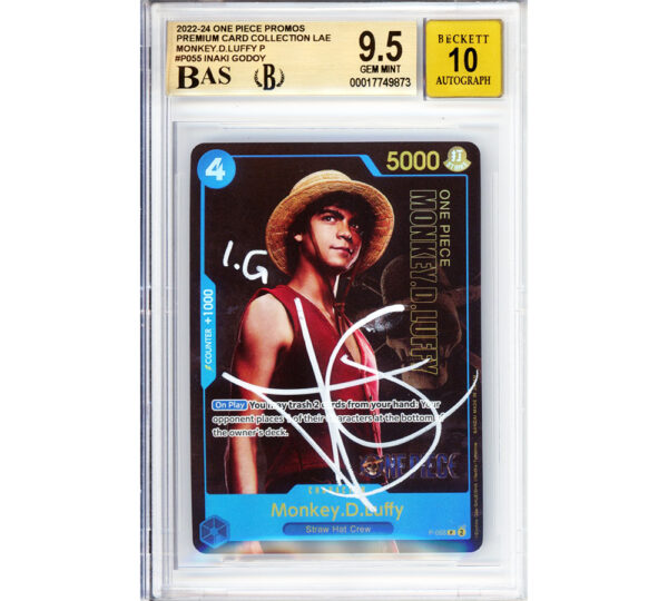 Inaki Godoy Signed One Piece Monkey D. Luffy Live Action P-055 Graded 9.5 GM MT/Auto 10 Encapsulated Game Card
