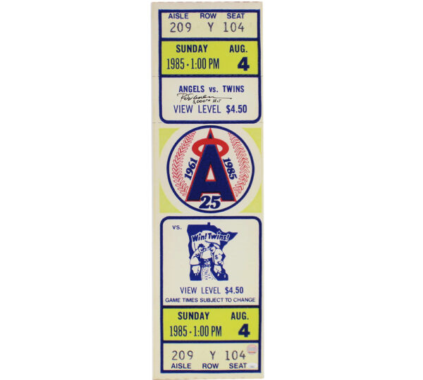 Rod Carew Signed Minnesota Twins 10x34 1985 Mega Ticket MLB Canvas with "300 Hit" Inscriptions