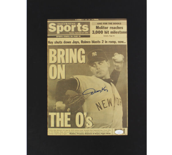 Jimmy Key Signed New York Yankees "Daily News Sports" Newspaper with Mating