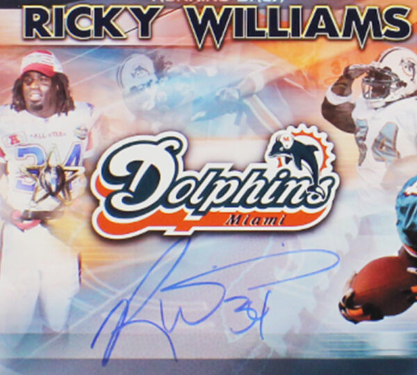 Ricky Williams Signed Miami Dolphins Unframed 12x36 Action Shot NFL Pano Photo - Image 2