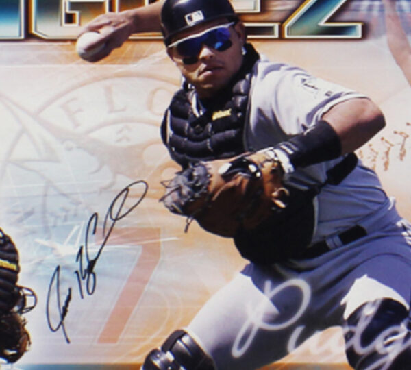 Ivan Rodriguez Signed Miami Marlins Unframed 12x36 Action Shot MLB Pano Photo - Image 2
