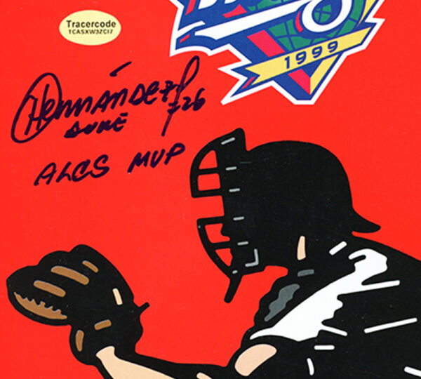 Orlando Hernandez Signed New York Yankees 1999 World Series Red Program with "Duke ALCS MVP" Inscription - Image 2