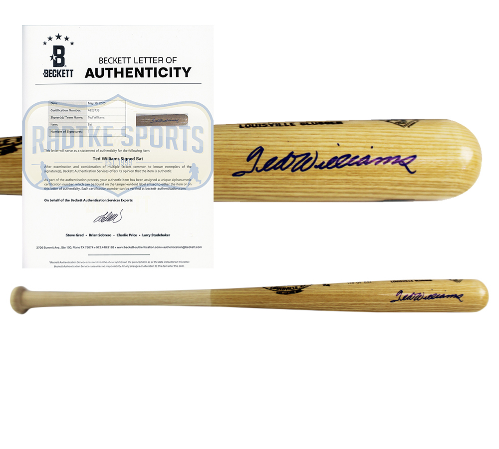 Ted Williams Signed Boston Red Sox Louisville Slugger Limited Edition Hitters Hall of Fame Logo Blonde MLB Bat