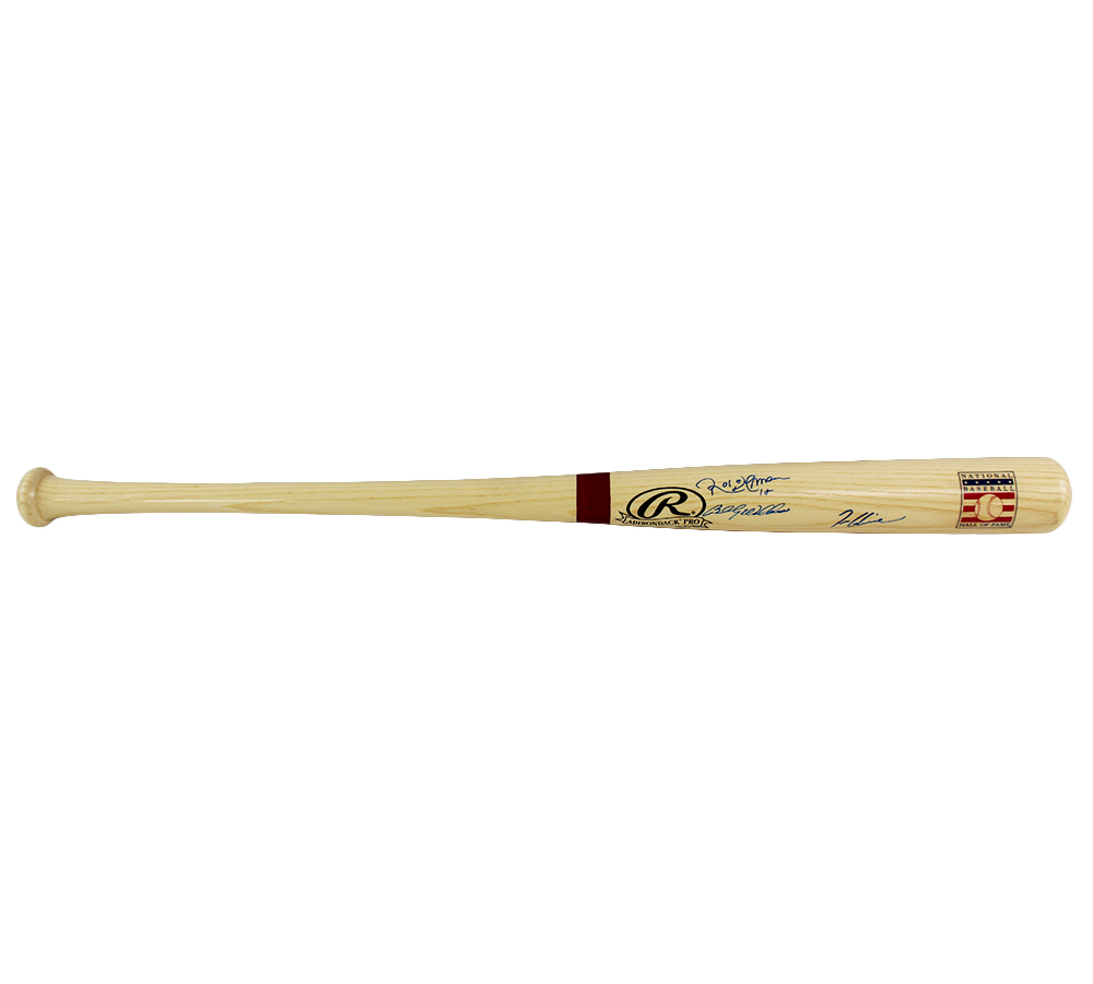 Tom Glavine, Roberto Alomar, Billy Williams Signed Custom Hall of Fame Edition Blonde MLB Bat - Image 2