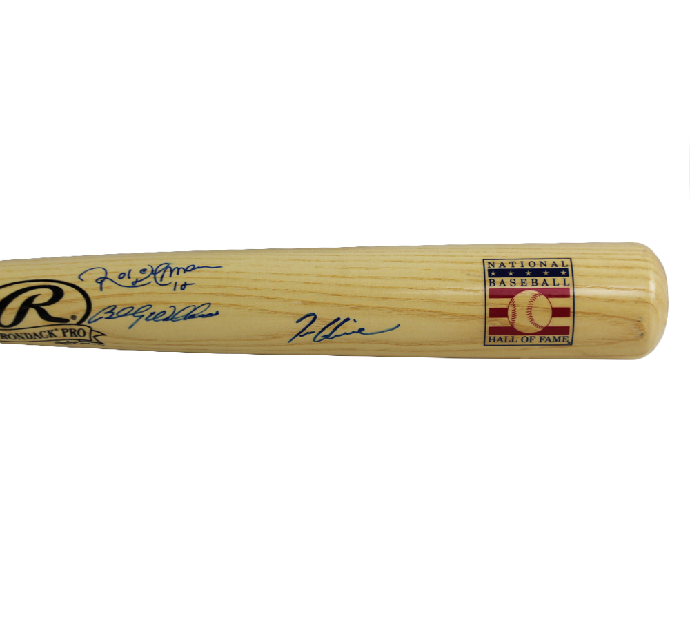 Tom Glavine, Roberto Alomar, Billy Williams Signed Custom Hall of Fame Edition Blonde MLB Bat - Image 3