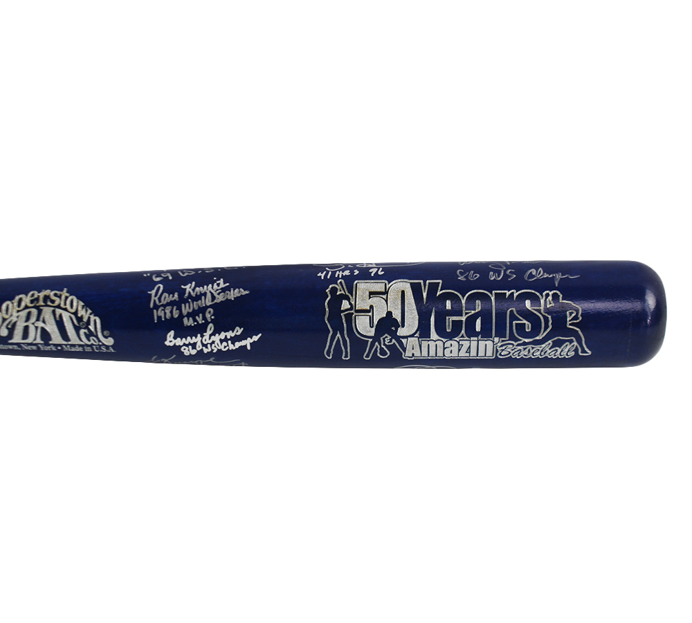 Multi-Signed New York Custom Cooperstown 50 Years Blue Bat with 7 Signatures Including Ray Knight & Todd Hundley - Image 3