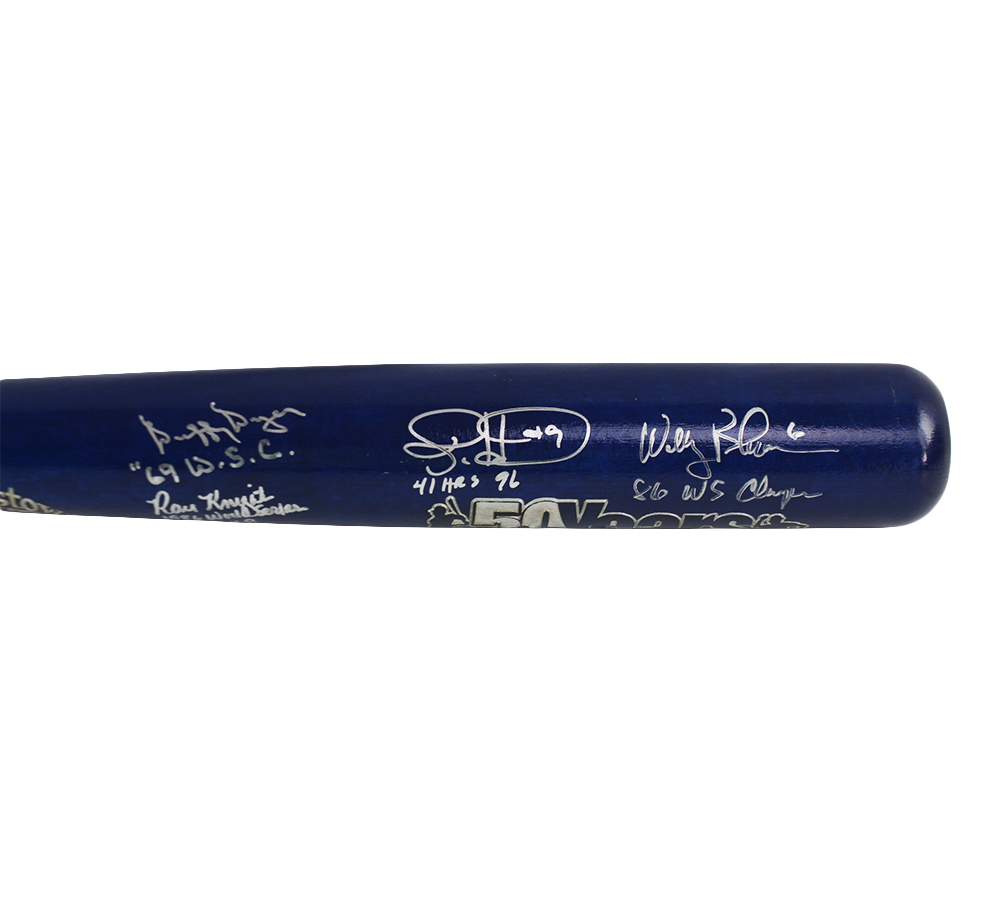 Multi-Signed New York Custom Cooperstown 50 Years Blue Bat with 7 Signatures Including Ray Knight & Todd Hundley - Image 4