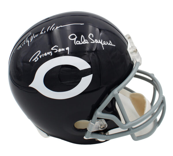 Gale Sayers & Billy Dee Williams Signed Chicago Bears Throwback Full Size NFL Helmet with Brian Song Inscription - Image 2