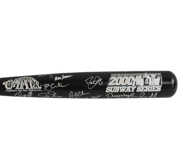 12 New York Yankees Alumni Signed Cooperstown Custom 2000 Subway Series Black MLB Bat incuding Dave Justice and Don Zimmerman - Image 3