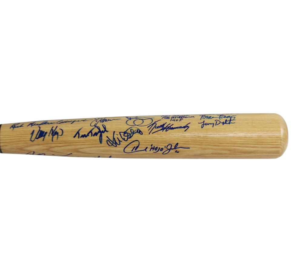 22 1986 New York Mets Alumni Signed Rawlings Blonde MLB Bat Signatures include Mookie Wilson & Barry Lyons - Image 4