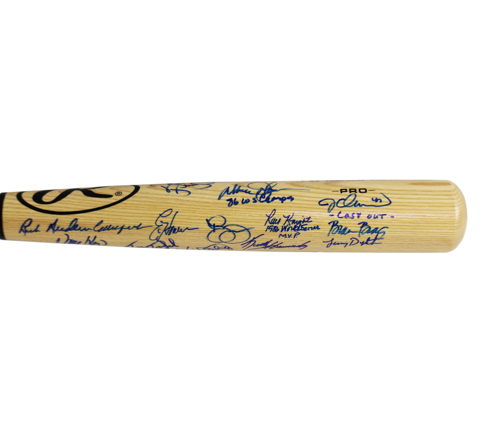 22 1986 New York Mets Alumni Signed Rawlings Blonde MLB Bat Signatures include Mookie Wilson & Barry Lyons - Image 3