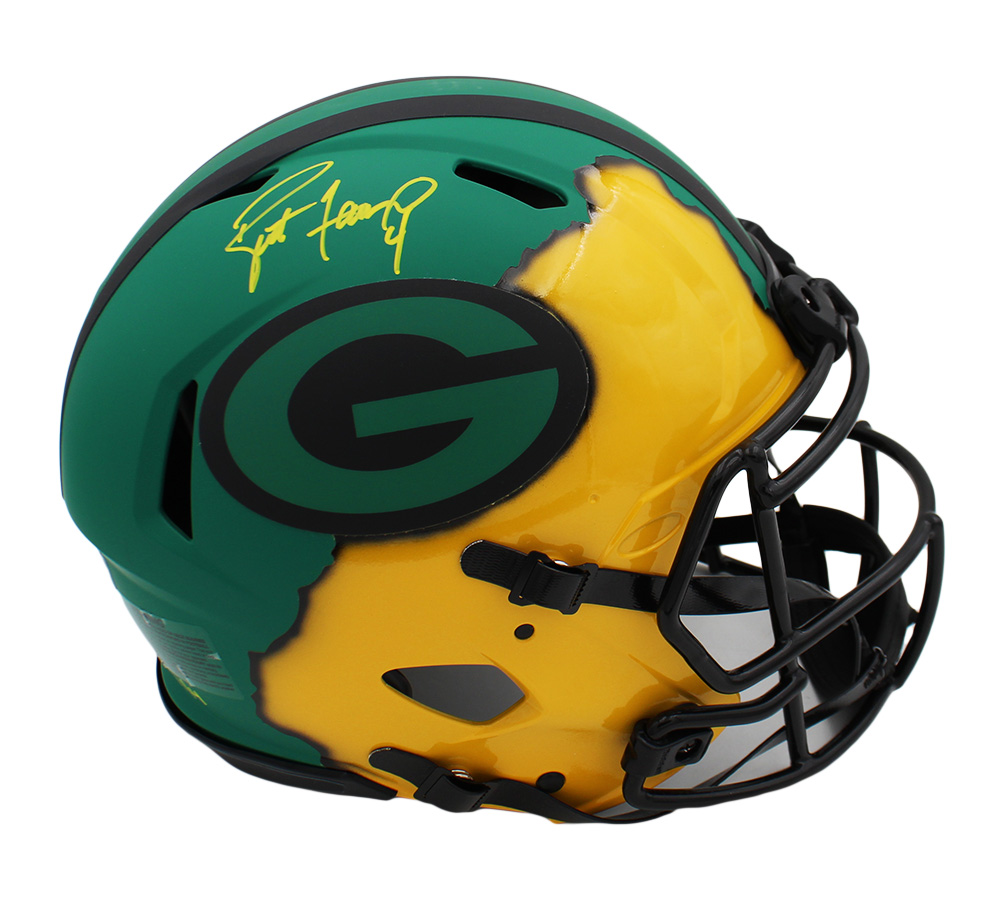 Packers Rave Helmet Brett Favre Signed Green Bay Packers Speed Authentic Rave Ripped NFL ...