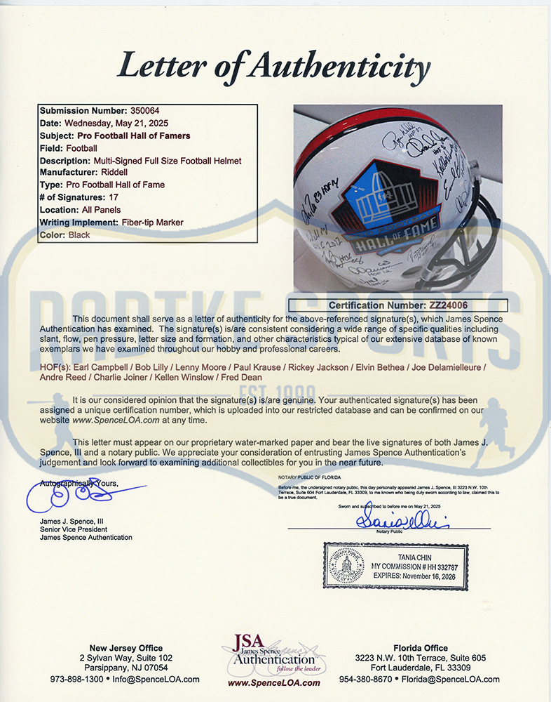 Multi-Signed Hall of Fame Full Size VSR4 NFL Helmet with 17 Signatures including Earl Campbell & Bob Lilly - Image 8