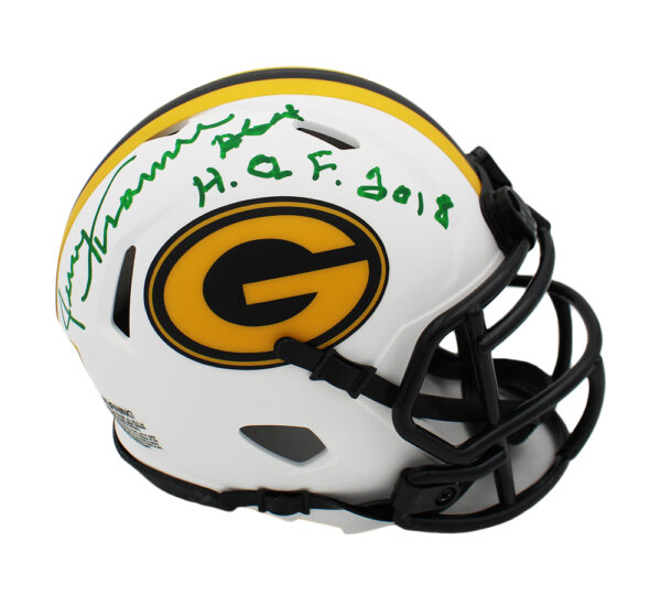 Jerry Kramer Signed Green Bay Packers Speed Lunar NFL Mini Helmet with "HOF 2018" Inscription - Image 2