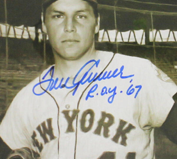 Tom Seaver Signed New York Yankees Framed 8x10 Black and White with Cutout MLB Photo with "ROY 67" Inscription - Image 2