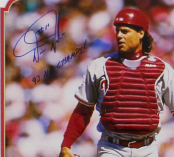 Darren Daulton Signed Philadelphia Phillies Framed 16x20 Dutch MLB Photo with "93 NL Champs!" Inscription - Image 2