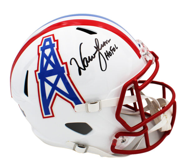 Warren Moon Signed Houston Oilers Speed Full Size Throwback NFL Helmet with “HOF 06" Inscription