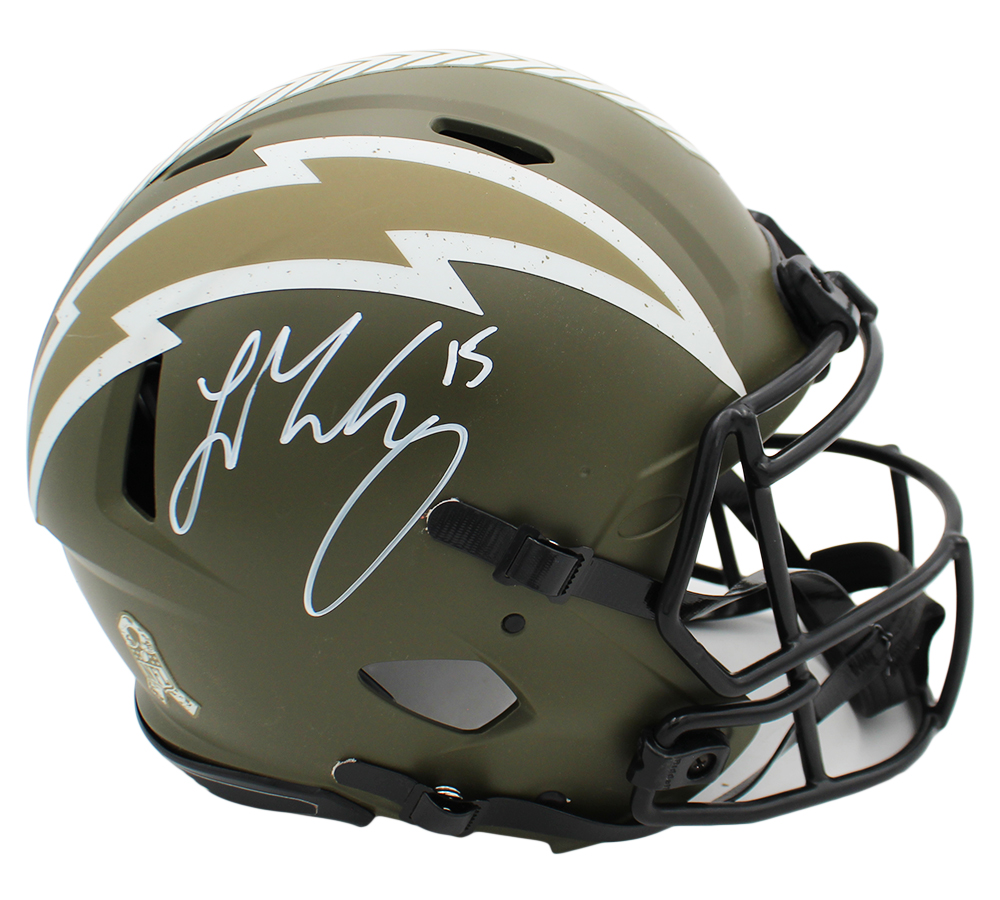 Ladd McConkey Signed Los Angeles Chargers Speed Authentic Salute to Service NFL Helmet