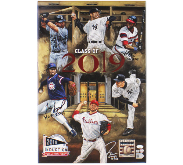 Lee Smith, Edgar Martinez, Harold Baines Signed Hall of Fame Class of 2019 Unframed 16x24 Stretched Canvas with "HOF 2019" Inscriptions