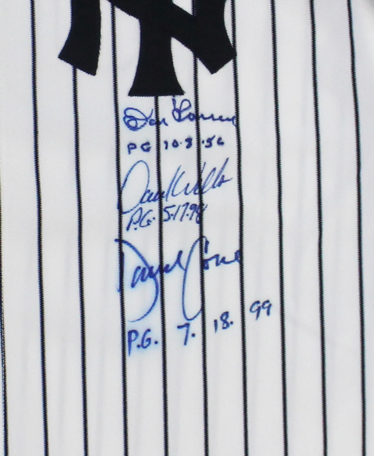 Multi-Signed New York Yankees Majestic MLB Jersey with 6 signatures including Jim Abbott & Dwight Gooden - Image 3