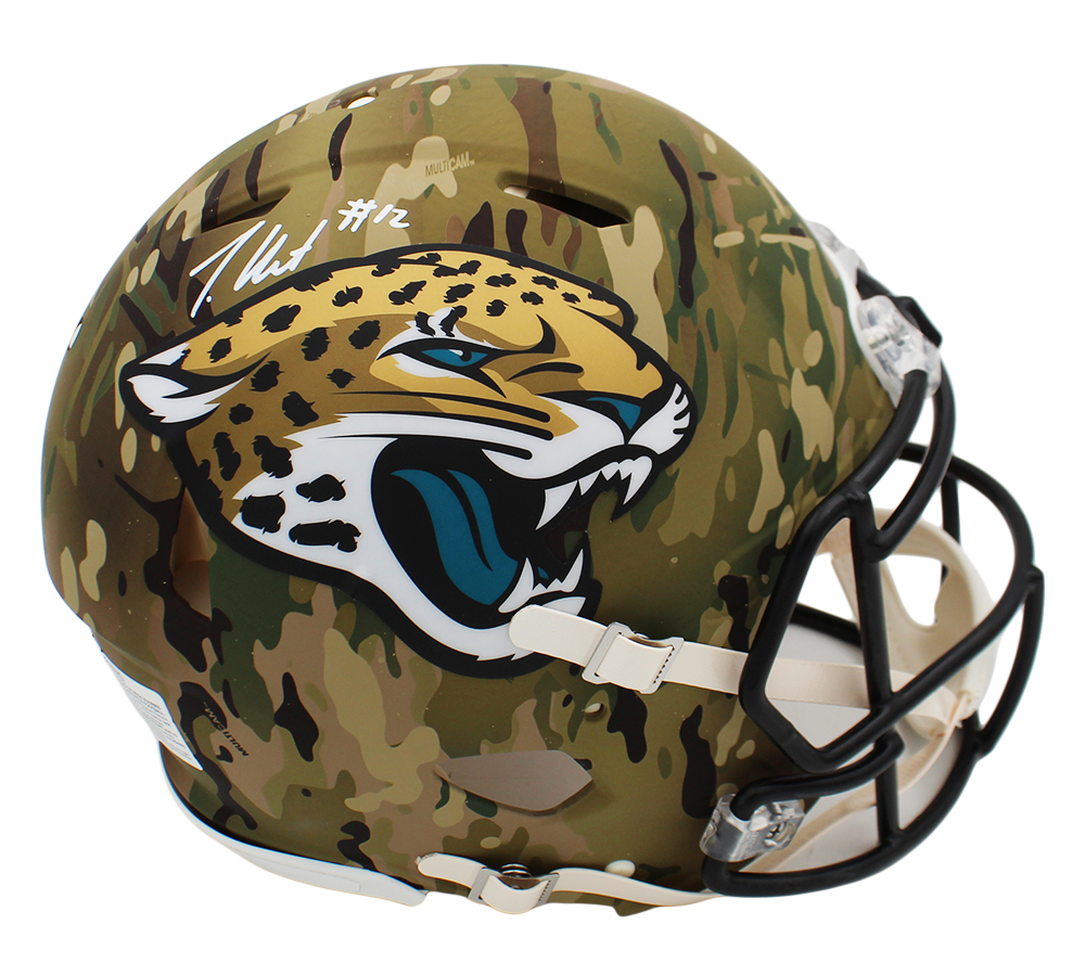 Travis Hunter Signed Jacksonville Jaguars Speed Authentic Camo NFL Helmet