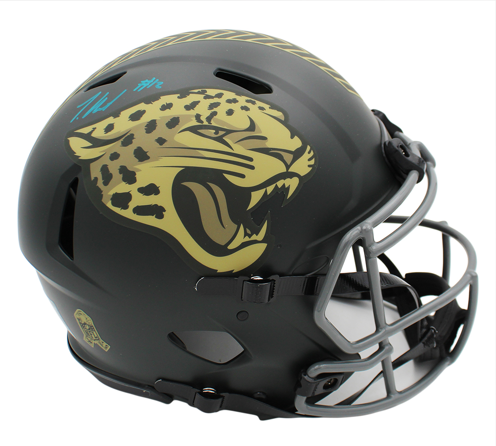 Travis Hunter Signed Jacksonville Jaguars Speed Authentic Salute To Service 4 NFL Helmet - Image 2