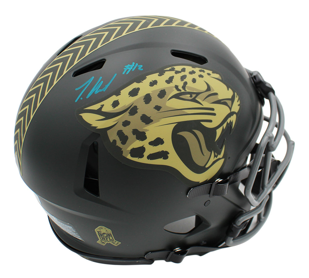 Travis Hunter Signed Jacksonville Jaguars Speed Authentic Salute To Service 4 NFL Helmet