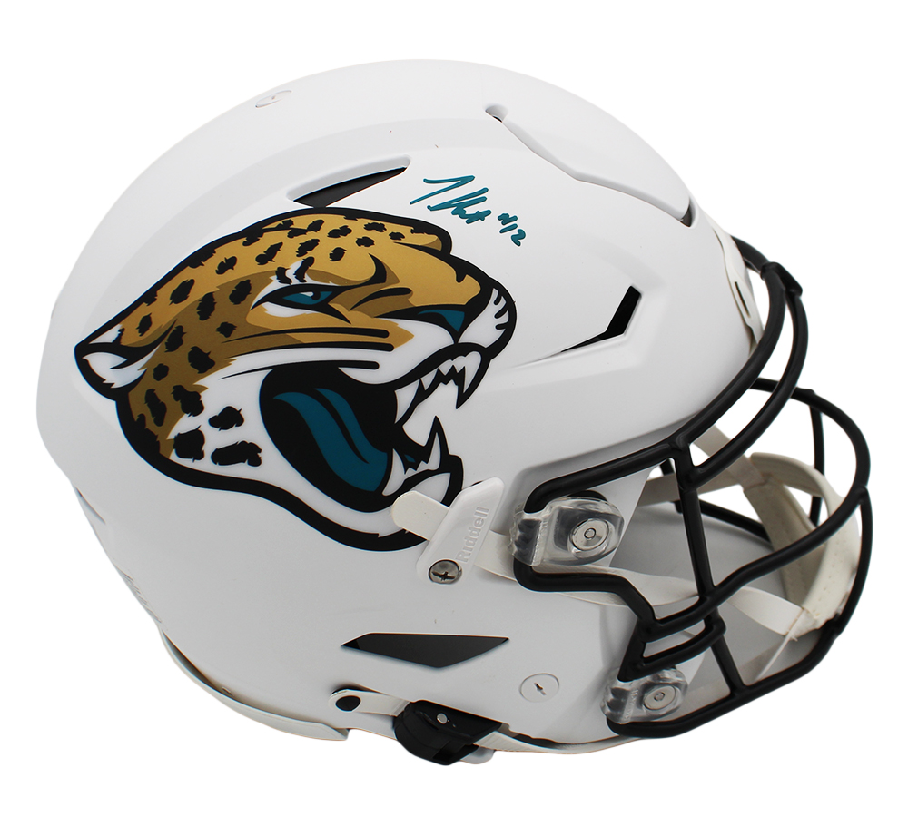 Travis Hunter Signed Jacksonville Jaguars Speed Flex Authentic Alternate White NFL Helmet - Image 2