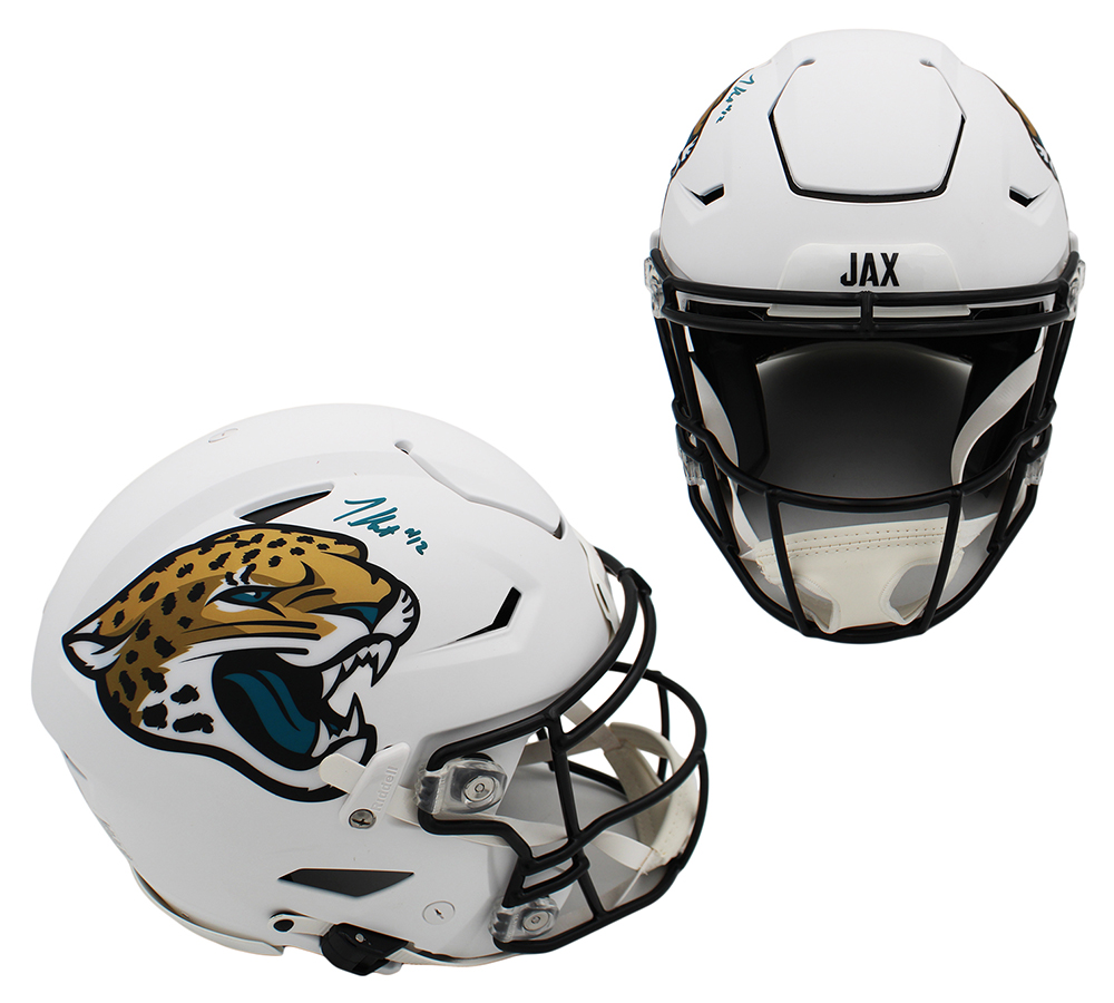 Travis Hunter Signed Jacksonville Jaguars Speed Flex Authentic Alternate White NFL Helmet