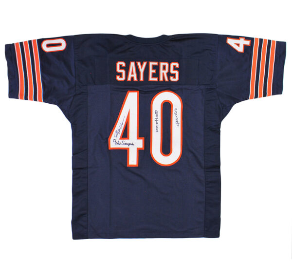 Gale Sayers & Billy Dee Williams Signed Chicago Custom Blue Jersey with "Brians Song" Inscription