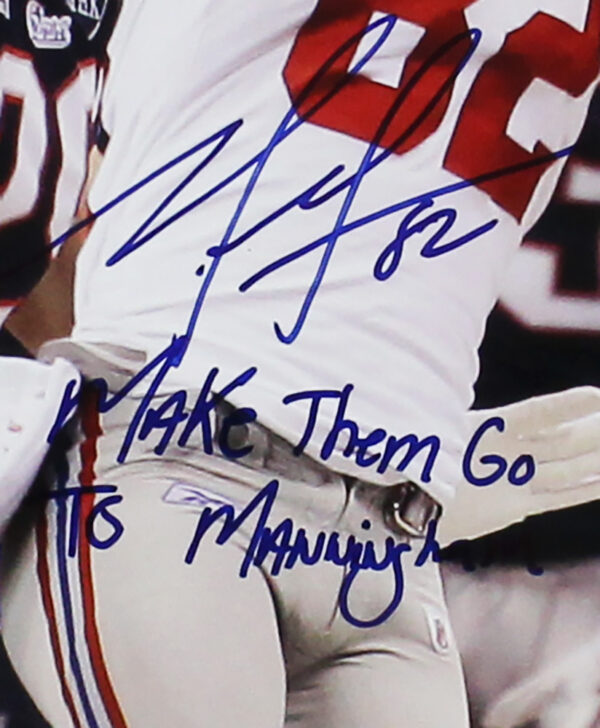 Mario Manningham Signed New York Giants Unframed 16x20 Veritcal NFL Photo with "Make them go to Manningham" Inscription - Image 2