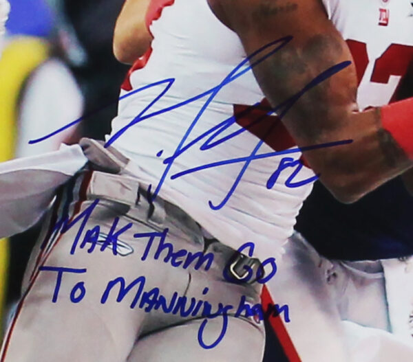 Mario Manningham Signed New York Giants Unframed 16x20 Horizontal NFL Photo with "Make them go to Manningham" Inscription - Image 2