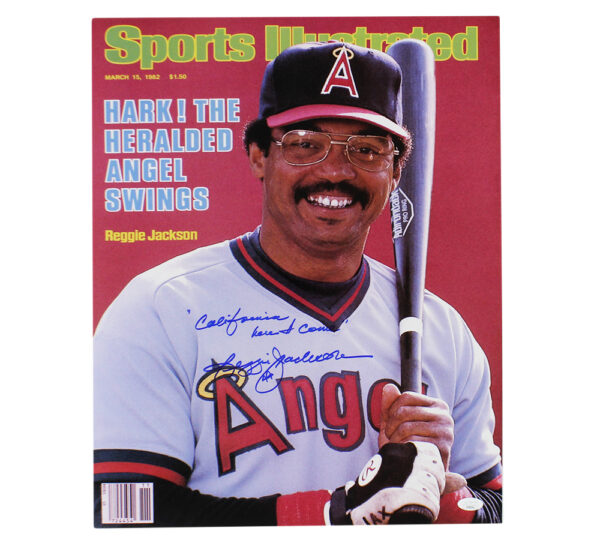 Reggie Jackson Signed California Angels Unframed 16x20 Sports Illustrated Cover MLB Photo with Inscription