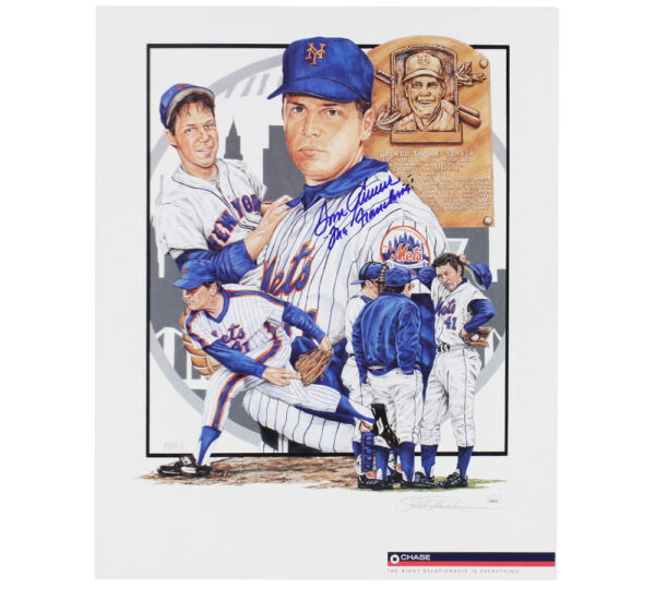 Tom Seaver Signed New York Mets Unframed 16x20 MLB Artwork Collage with "The Franchise" Inscription