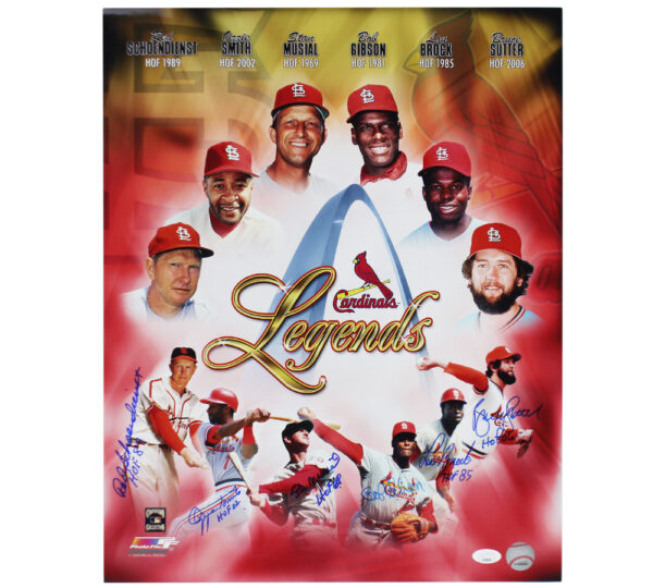 Stan Musial, Ozzie Smith, + 4 Signed St. Louis Cardinals Unframed 16x20 Legends MLB Photo with "HOF" Inscriptions