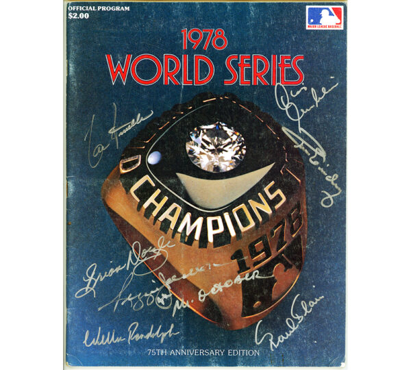 Lou Piniella & Reggie Jackson Signed 1978 World Series Magazine with 5 additional signatures