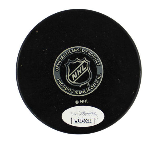 Bernie Parent Signed Philadelphia Flyer Black NHL Hockey Puck with "HOF 84" Inscription - Image 3
