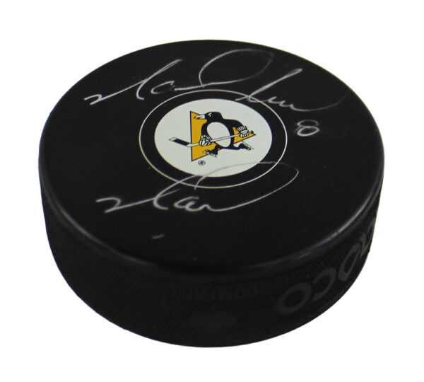Mark Recchi Signed Pittsburgh Penguins Black NHL Hockey Puck - Image 2