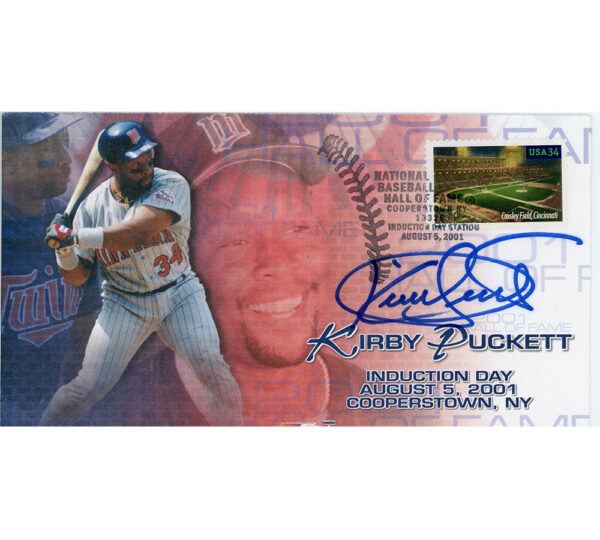 Kirby Puckett Signed Baseball Hall of Fame Induction Day Cachet Envelope