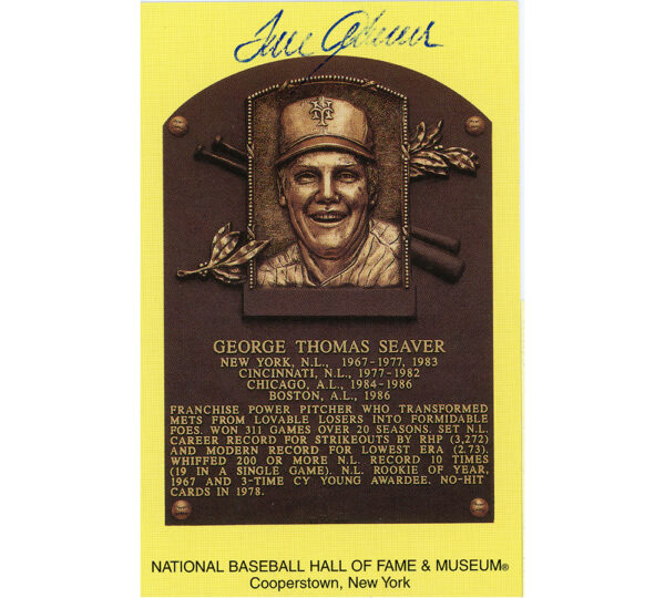 Tom Seaver Signed National Baseball Hall of Fame & Museum Plaque Postcard