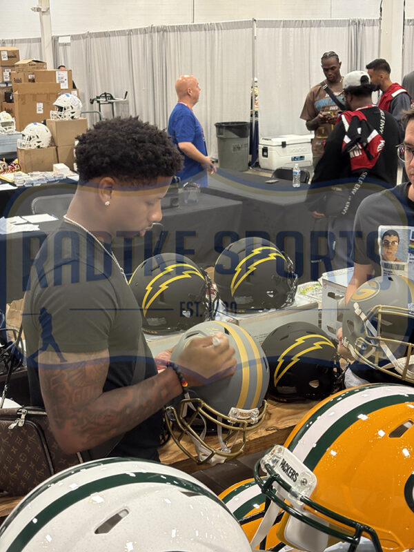 Matthew Golden Signed Green Bay Packers Speed Full Size Slate NFL Helmet - Image 3