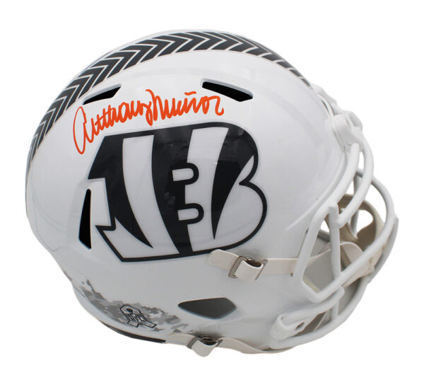 Anthony Munoz Signed Cincinnati Bengals Speed Full Size Salute To Service 3 NFL Helmet
