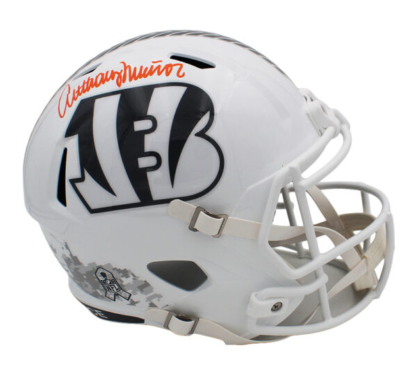 Anthony Munoz Signed Cincinnati Bengals Speed Full Size Salute To Service 3 NFL Helmet - Image 2