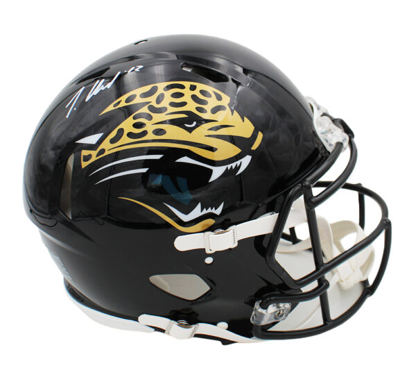 Travis Hunter Signed Jacksonville Jaguars Speed Authentic Throwback 1995-2012 Black NFL Helmet - Image 2