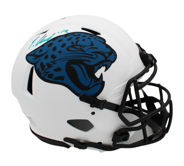 Travis Hunter Signed Jacksonville Jaguars Speed Authentic Lunar NFL Helmet - Image 2