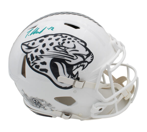 Travis Hunter Signed Jacksonville Jaguars Speed Authentic Salute To Service 3 NFL Helmet - Image 2