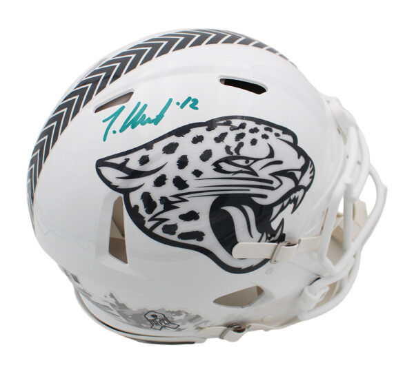 Travis Hunter Signed Jacksonville Jaguars Speed Authentic Salute To Service 3 NFL Helmet