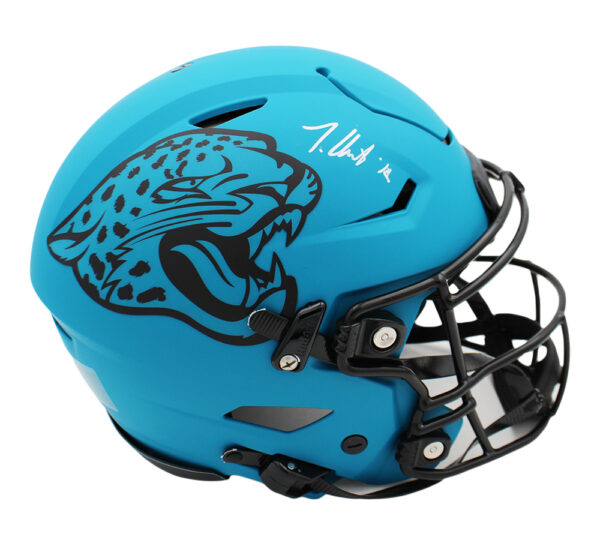 Travis Hunter Signed Jacksonville Jaguars Speed Flex Authentic Rave NFL Helmet - Image 2