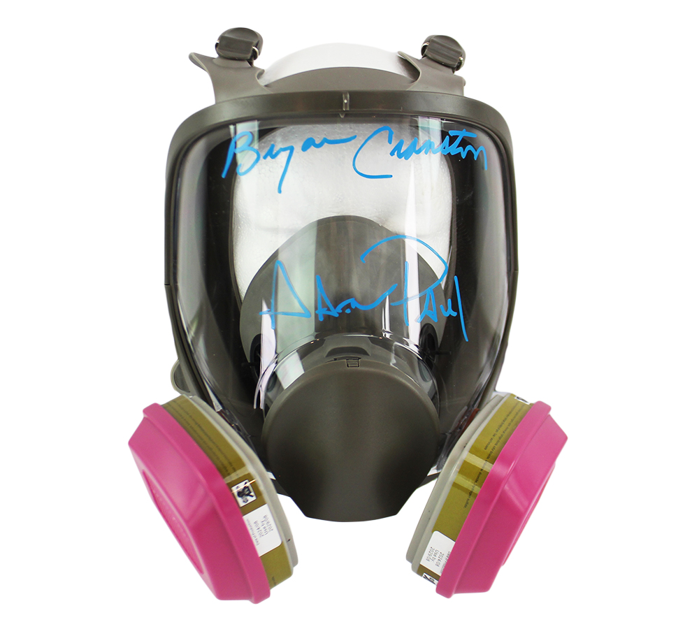 Aaron Paul and Bryan Cranston Signed Breaking Bad Costume Gas Mask